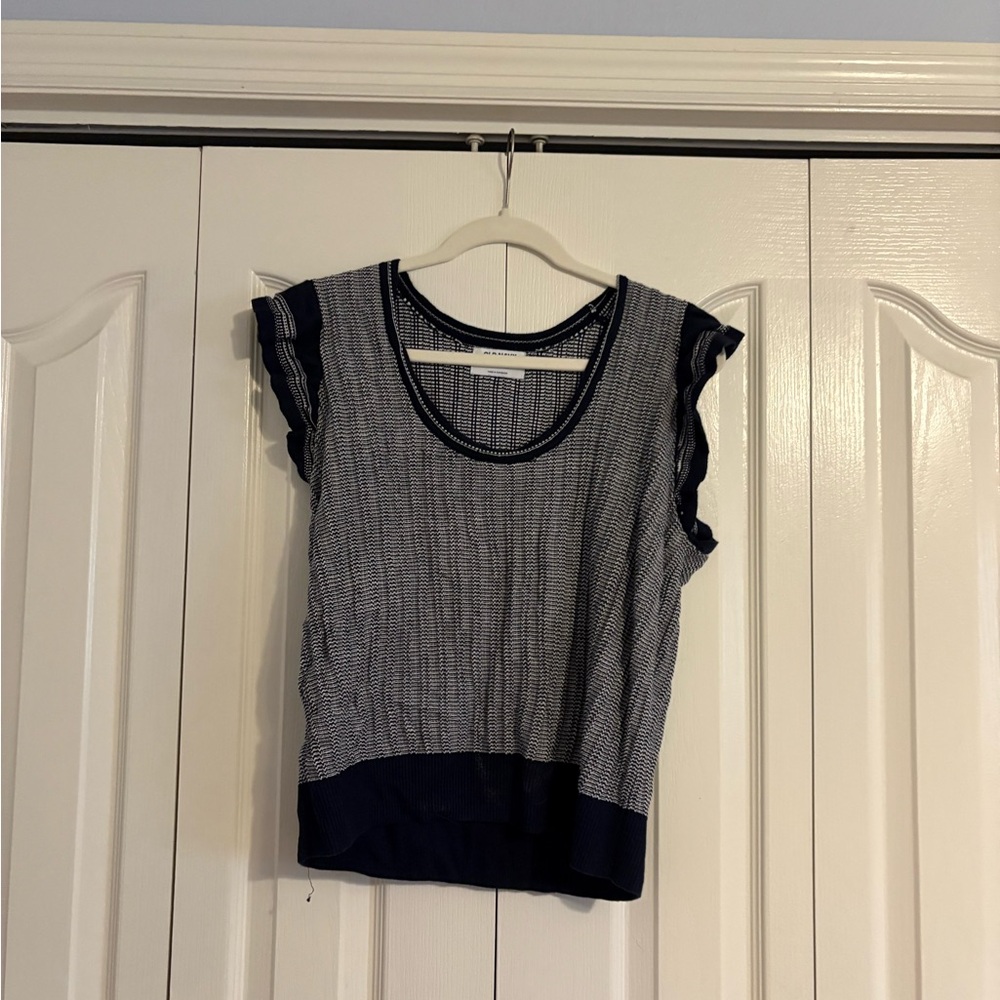 Old Navy Navy and White Checkered Blouse